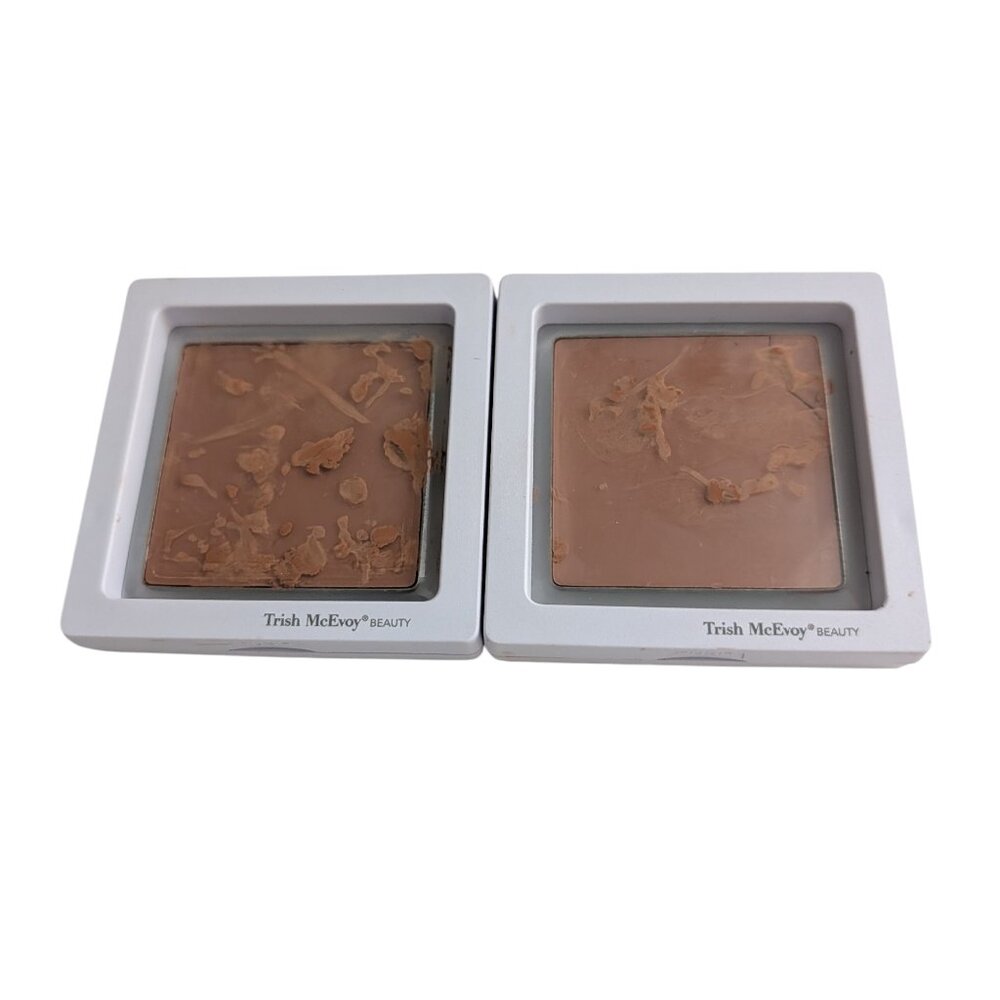 Trish McEvoy Bronzer Refill Medium Matte lot of 2 DAMAGED NICKS DENTS UNUSED